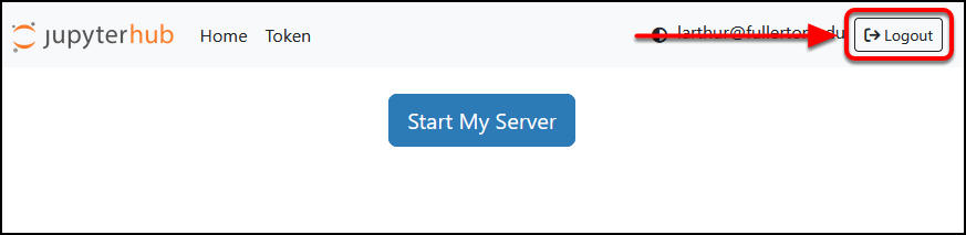 Hub Control Panel with Logout button highlighted